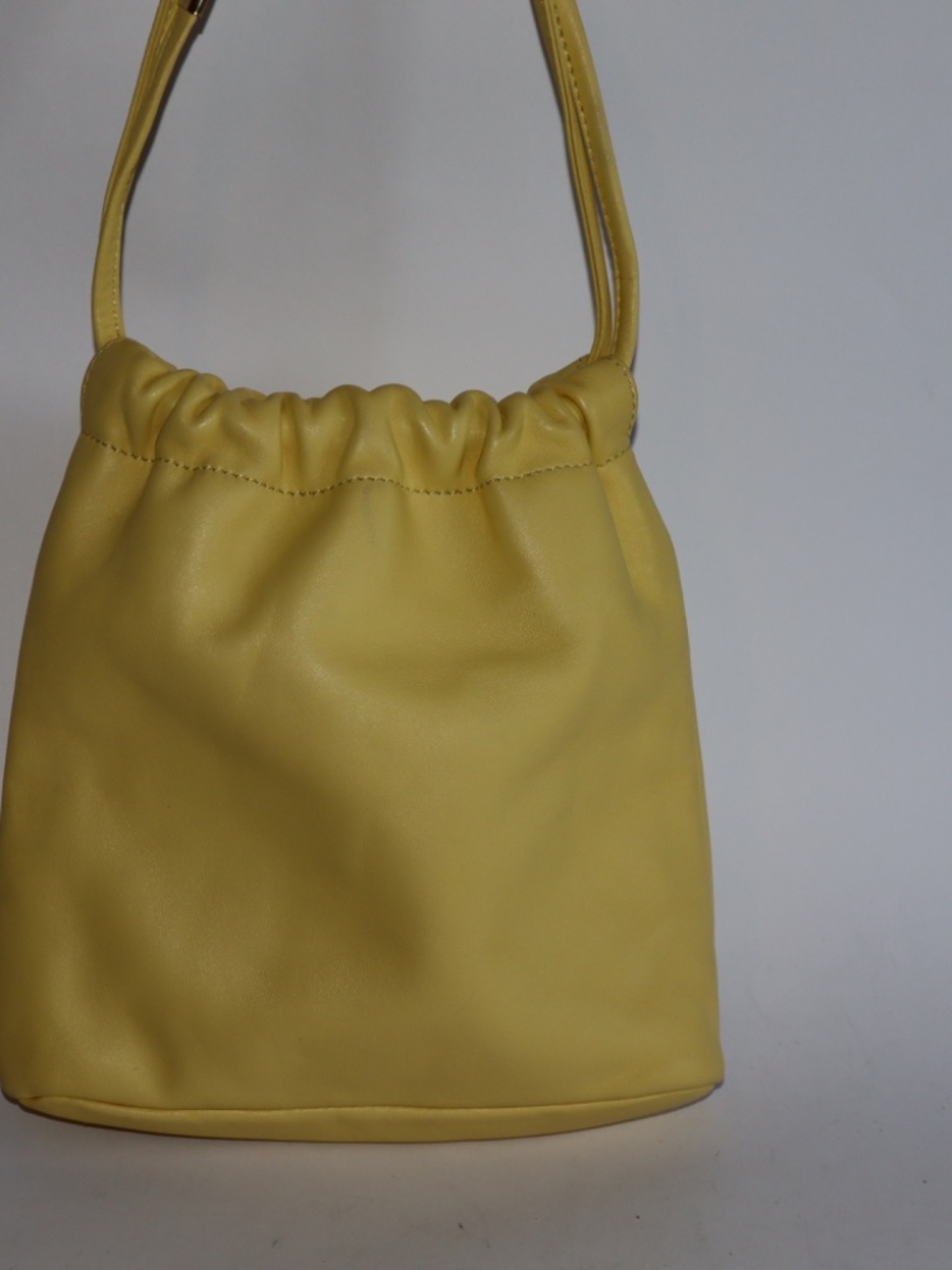 Drawstring Yellow Leather Pouch
